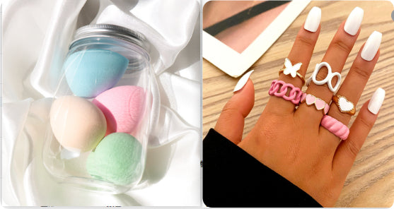 Canned Powder Puff Beauty Egg Box Makeup Sponge Set