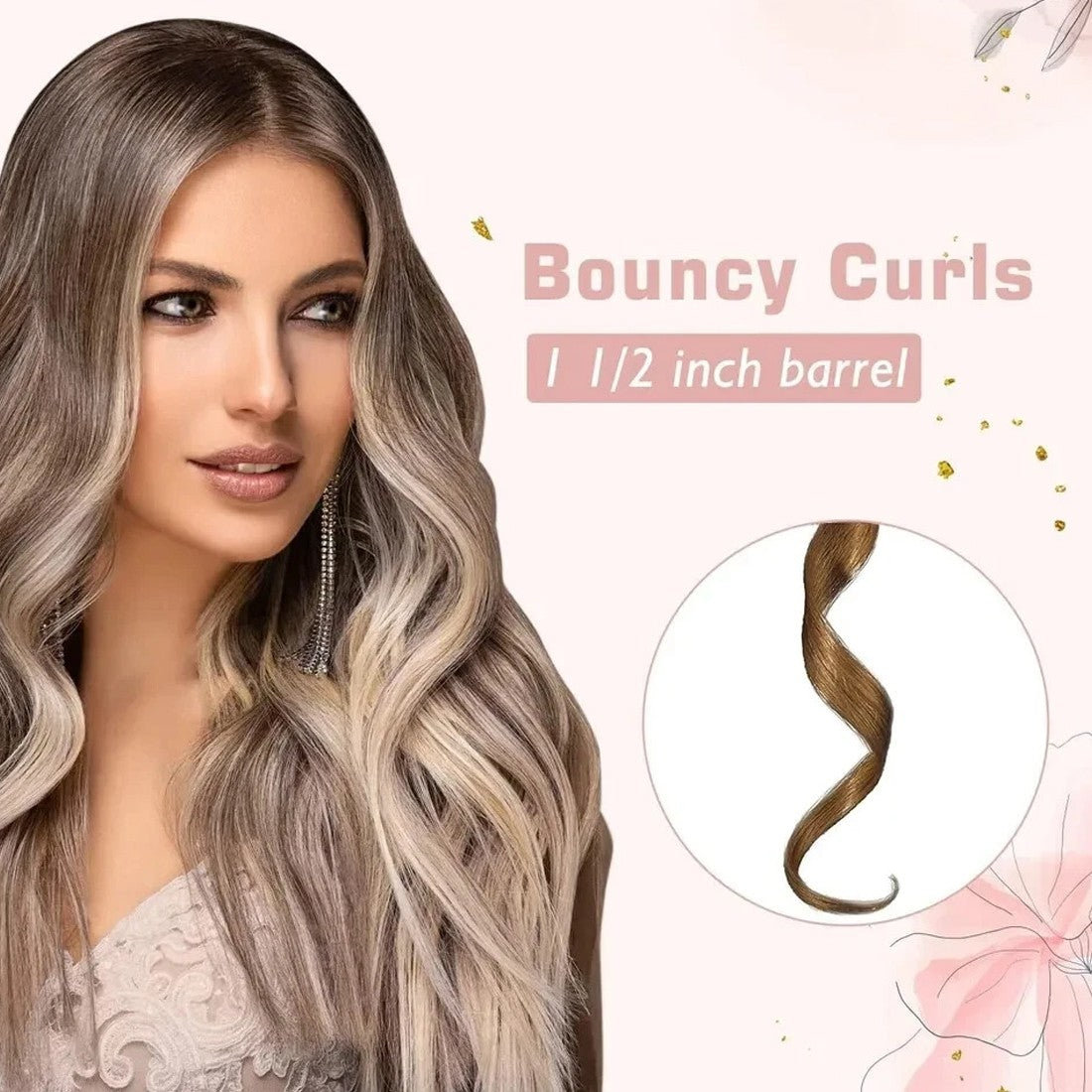 Fast Heating Curling Wand 38mm Hair Curler Large Barrel Curling For Long Hair UK