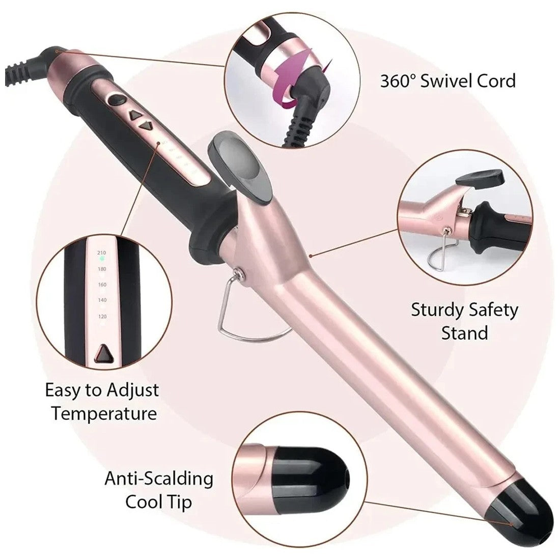 Fast Heating Curling Wand 38mm Hair Curler Large Barrel Curling For Long Hair UK